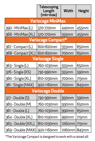 Variocage dimensions shop